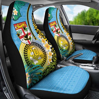 Vanuatu Malampa Fiji Day Car Seat Cover Happy 10 October With Maps Tropical Flowers LT14 - Polynesian Pride