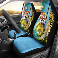 Vanuatu Malampa Fiji Day Car Seat Cover Happy 10 October With Maps Tropical Flowers LT14 - Polynesian Pride