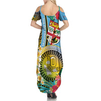 Vanuatu Malampa Fiji Day Family Matching Summer Maxi Dress and Hawaiian Shirt Happy 10 October With Maps Tropical Flowers LT14 - Polynesian Pride