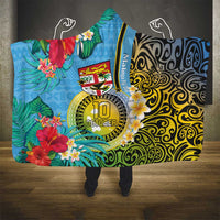 Vanuatu Malampa Fiji Day Hooded Blanket Happy 10 October With Maps Tropical Flowers LT14 - Polynesian Pride