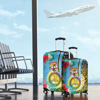 Vanuatu Malampa Fiji Day Luggage Cover Happy 10 October With Maps Tropical Flowers LT14 - Polynesian Pride