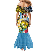 Vanuatu Malampa Fiji Day Mermaid Dress Happy 10 October With Maps Tropical Flowers LT14 - Polynesian Pride