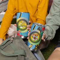 Vanuatu Malampa Fiji Day Tumbler Cup Happy 10 October With Maps Tropical Flowers LT14 - Polynesian Pride