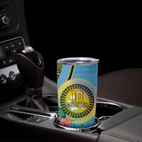 Vanuatu Malampa Fiji Day Tumbler Cup Happy 10 October With Maps Tropical Flowers LT14 - Polynesian Pride