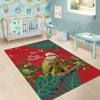Personalised New Zealand Kakapo Christmas Area Rug Meri Kirihimete Silver Fern Mix Pohutukawa LT14 - Polynesian Pride