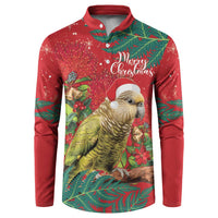 Personalised New Zealand Kakapo Christmas Button Sweatshirt Meri Kirihimete Silver Fern Mix Pohutukawa LT14 Red - Polynesian Pride