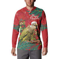 Personalised New Zealand Kakapo Christmas Button Sweatshirt Meri Kirihimete Silver Fern Mix Pohutukawa LT14 - Polynesian Pride