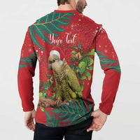 Personalised New Zealand Kakapo Christmas Button Sweatshirt Meri Kirihimete Silver Fern Mix Pohutukawa LT14 - Polynesian Pride