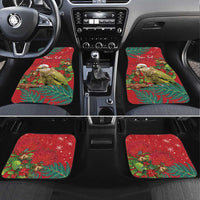 Personalised New Zealand Kakapo Christmas Car Mats Meri Kirihimete Silver Fern Mix Pohutukawa LT14 Set 4pcs Red - Polynesian Pride