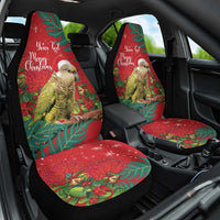 Personalised New Zealand Kakapo Christmas Car Seat Cover Meri Kirihimete Silver Fern Mix Pohutukawa LT14 One Size Red - Polynesian Pride