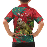 Personalised New Zealand Kakapo Christmas Family Matching Off Shoulder Short Dress and Hawaiian Shirt Meri Kirihimete Silver Fern Mix Pohutukawa LT14 - Polynesian Pride