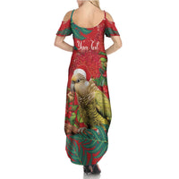 Personalised New Zealand Kakapo Christmas Family Matching Summer Maxi Dress and Hawaiian Shirt Meri Kirihimete Silver Fern Mix Pohutukawa LT14 - Polynesian Pride