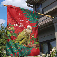 Personalised New Zealand Kakapo Christmas Garden Flag Meri Kirihimete Silver Fern Mix Pohutukawa LT14 - Polynesian Pride