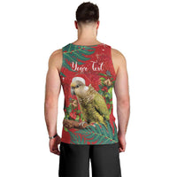 Personalised New Zealand Kakapo Christmas Men Tank Top Meri Kirihimete Silver Fern Mix Pohutukawa LT14 - Polynesian Pride