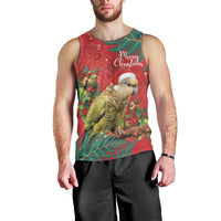Personalised New Zealand Kakapo Christmas Men Tank Top Meri Kirihimete Silver Fern Mix Pohutukawa LT14 - Polynesian Pride