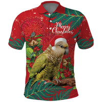 Personalised New Zealand Kakapo Christmas Polo Shirt Meri Kirihimete Silver Fern Mix Pohutukawa LT14 Red - Polynesian Pride