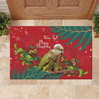 Personalised New Zealand Kakapo Christmas Rubber Doormat Meri Kirihimete Silver Fern Mix Pohutukawa LT14 Red - Polynesian Pride