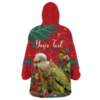 Personalised New Zealand Kakapo Christmas Wearable Blanket Hoodie Meri Kirihimete Silver Fern Mix Pohutukawa LT14 - Polynesian Pride