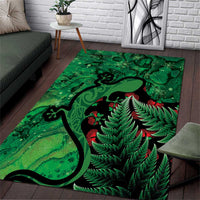New Zealand Gecko Christmas Area Rug Meri Kirihimete Paua Shell Mix Pohutukawa LT14 Green - Polynesian Pride