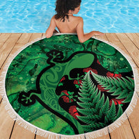 New Zealand Gecko Christmas Beach Blanket Meri Kirihimete Paua Shell Mix Pohutukawa LT14 - Polynesian Pride