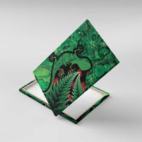 New Zealand Gecko Christmas Canvas Wall Art Meri Kirihimete Paua Shell Mix Pohutukawa LT14 With Frame Green - Polynesian Pride