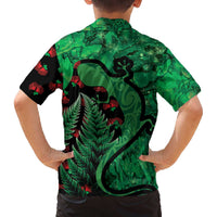 New Zealand Gecko Christmas Family Matching Off Shoulder Short Dress and Hawaiian Shirt Meri Kirihimete Paua Shell Mix Pohutukawa LT14 - Polynesian Pride