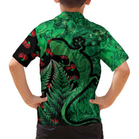 New Zealand Gecko Christmas Family Matching Short Sleeve Bodycon Dress and Hawaiian Shirt Meri Kirihimete Paua Shell Mix Pohutukawa LT14 - Polynesian Pride