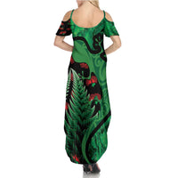New Zealand Gecko Christmas Family Matching Summer Maxi Dress and Hawaiian Shirt Meri Kirihimete Paua Shell Mix Pohutukawa LT14 - Polynesian Pride