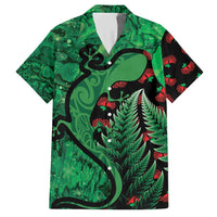 New Zealand Gecko Christmas Hawaiian Shirt Meri Kirihimete Paua Shell Mix Pohutukawa LT14 Green - Polynesian Pride
