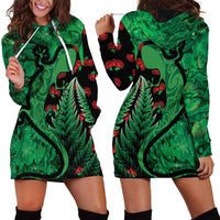 New Zealand Gecko Christmas Hoodie Dress Meri Kirihimete Paua Shell Mix Pohutukawa LT14 - Polynesian Pride