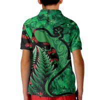 New Zealand Gecko Christmas Kid Polo Shirt Meri Kirihimete Paua Shell Mix Pohutukawa LT14 - Polynesian Pride