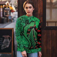 New Zealand Gecko Christmas Ugly Christmas Sweater Meri Kirihimete Paua Shell Mix Pohutukawa LT14 - Polynesian Pride