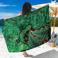 New Zealand Gecko Christmas Sarong Meri Kirihimete Paua Shell Mix Pohutukawa LT14 One Size 44 x 66 inches Green - Polynesian Pride
