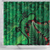 New Zealand Gecko Christmas Shower Curtain Meri Kirihimete Paua Shell Mix Pohutukawa LT14 - Polynesian Pride
