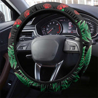 New Zealand Gecko Christmas Steering Wheel Cover Meri Kirihimete Paua Shell Mix Pohutukawa LT14 - Polynesian Pride