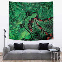 New Zealand Gecko Christmas Tapestry Meri Kirihimete Paua Shell Mix Pohutukawa LT14 Green - Polynesian Pride