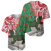 Personalised New Zealand Tuatara Christmas Baseball Jersey Meri Kirihimete Aotearoa Maori Mix Pohutukawa LT14 - Polynesian Pride