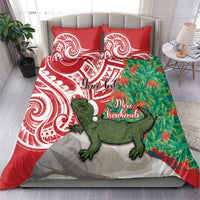 Personalised New Zealand Tuatara Christmas Bedding Set Meri Kirihimete Aotearoa Maori Mix Pohutukawa LT14 - Polynesian Pride