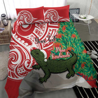 Personalised New Zealand Tuatara Christmas Bedding Set Meri Kirihimete Aotearoa Maori Mix Pohutukawa LT14 - Polynesian Pride