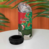 Personalised New Zealand Tuatara Christmas 4 in 1 Can Cooler Tumbler Meri Kirihimete Aotearoa Maori Mix Pohutukawa LT14 - Polynesian Pride
