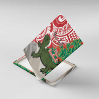 Personalised New Zealand Tuatara Christmas Canvas Wall Art Meri Kirihimete Aotearoa Maori Mix Pohutukawa LT14 With Frame Red - Polynesian Pride