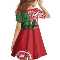 Personalised New Zealand Tuatara Christmas Family Matching Off Shoulder Short Dress and Hawaiian Shirt Meri Kirihimete Aotearoa Maori Mix Pohutukawa LT14 - Polynesian Pride