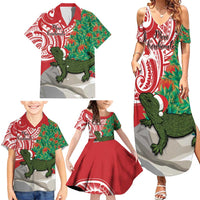 Personalised New Zealand Tuatara Christmas Family Matching Summer Maxi Dress and Hawaiian Shirt Meri Kirihimete Aotearoa Maori Mix Pohutukawa LT14 - Polynesian Pride