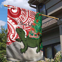Personalised New Zealand Tuatara Christmas Garden Flag Meri Kirihimete Aotearoa Maori Mix Pohutukawa LT14 - Polynesian Pride