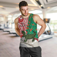 Personalised New Zealand Tuatara Christmas Men Tank Top Meri Kirihimete Aotearoa Maori Mix Pohutukawa LT14 Red - Polynesian Pride