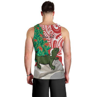 Personalised New Zealand Tuatara Christmas Men Tank Top Meri Kirihimete Aotearoa Maori Mix Pohutukawa LT14 - Polynesian Pride
