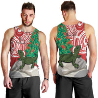 Personalised New Zealand Tuatara Christmas Men Tank Top Meri Kirihimete Aotearoa Maori Mix Pohutukawa LT14 - Polynesian Pride