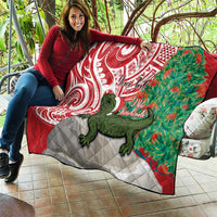 Personalised New Zealand Tuatara Christmas Quilt Meri Kirihimete Aotearoa Maori Mix Pohutukawa LT14 - Polynesian Pride