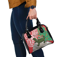 Personalised New Zealand Tuatara Christmas Shoulder Handbag Meri Kirihimete Aotearoa Maori Mix Pohutukawa LT14 - Polynesian Pride