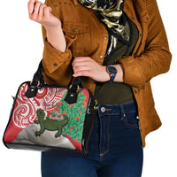 Personalised New Zealand Tuatara Christmas Shoulder Handbag Meri Kirihimete Aotearoa Maori Mix Pohutukawa LT14 - Polynesian Pride